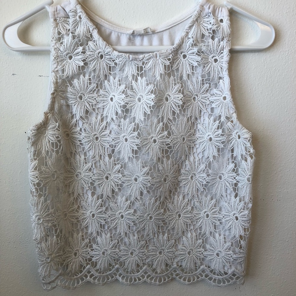 White Floral Crop Top